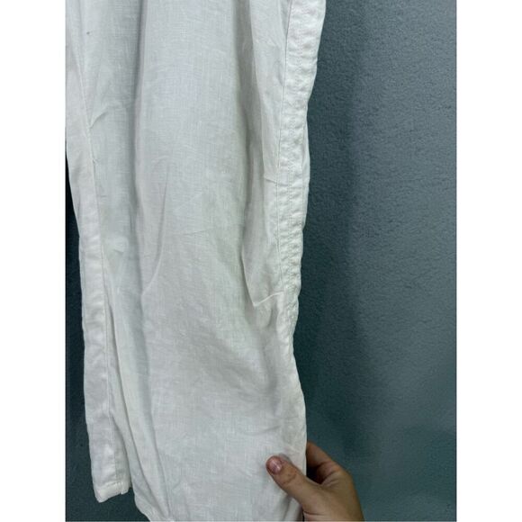 Tommy Hilfiger Y2K Womens White Linen Straight Zip Leg Cargo Pants Size 16 - Picture 5 of 12